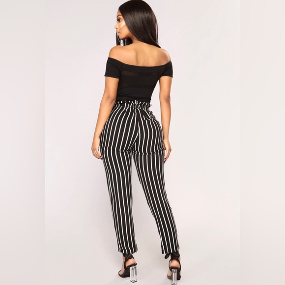 Stripe Paper Waist Bag Pants - Picture 4 of 9